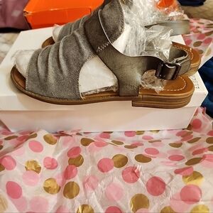 Womens (Jean Material) Sandals, size 7.5 (color is gray)